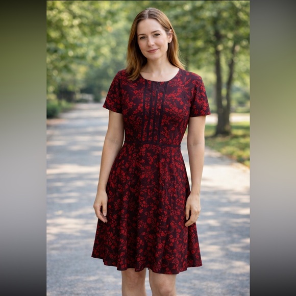 Banana Republic Dresses & Skirts - Banana Republic Vintage Style Dark Red Burgundy Floral Midi Dress NWT size 8